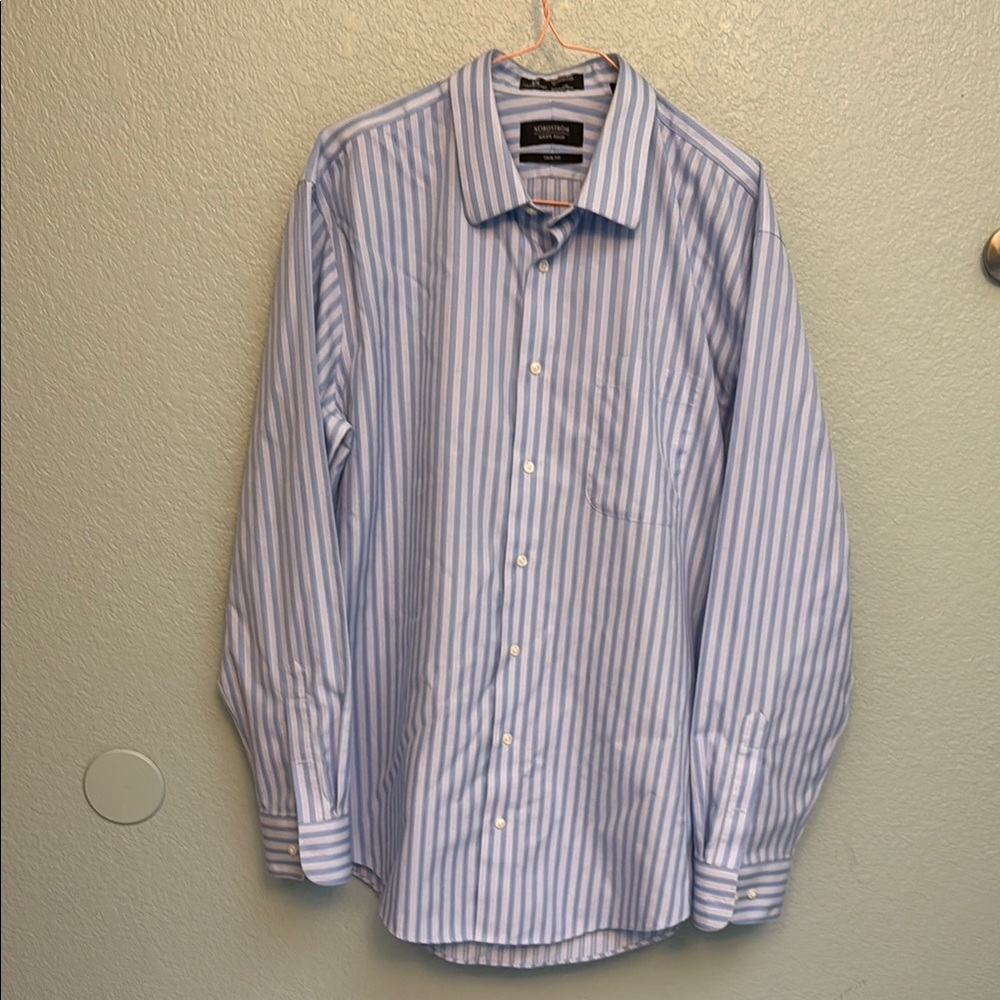 Men's Blue Striped Shirt 16.5 34/35 trim fit